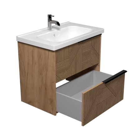 Set Mobilier de Baie Suspendat Cubic Wood  + Lavoar Alb integrat Palace Wide din Ceramica in 3 dimensiuni 61/81/91 [2]