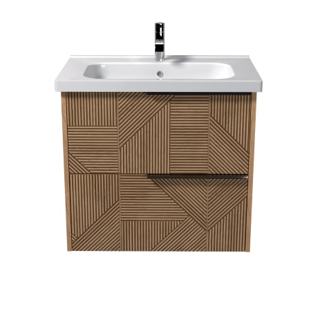 Set Mobilier de Baie Suspendat Cubic Wood  + Lavoar Alb integrat Palace Wide din Ceramica in 3 dimensiuni 61/81/91 [3]