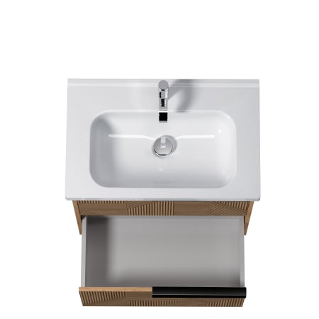 Set Mobilier de Baie Suspendat Cubic Wood  + Lavoar Alb integrat Palace Wide din Ceramica in 3 dimensiuni 61/81/91 [5]