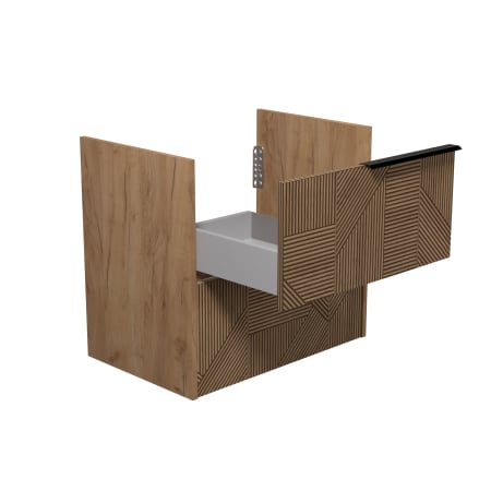 Set Mobilier de Baie Suspendat Cubic Wood  + Lavoar Alb integrat Palace Wide din Ceramica in 3 dimensiuni 61/81/91 [7]