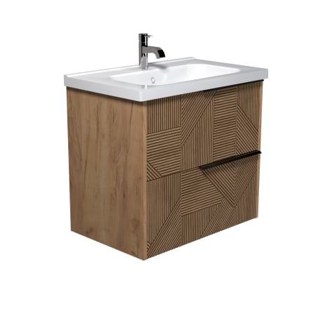 Mobilier Baie - Set Mobilier de Baie Suspendat Cubic Wood  + Lavoar Alb integrat Palace Wide din Ceramica in 3 dimensiuni 61/81/91