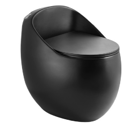 Set vas WC pe pardoseală din ceramică neagră cu capac soft-close