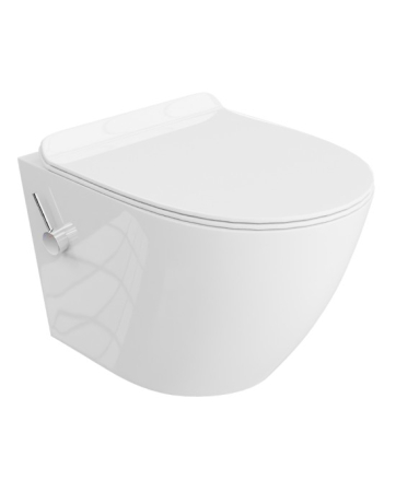 Vas WC suspendate - Set Vas WC ST Alb suspendat rimless si capac Softclose cu Functie Bide incorporat