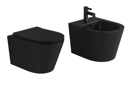 Set Vas WC suspendat rimless cu capac Softclose + Bideu Sinto  Suspendat [1]