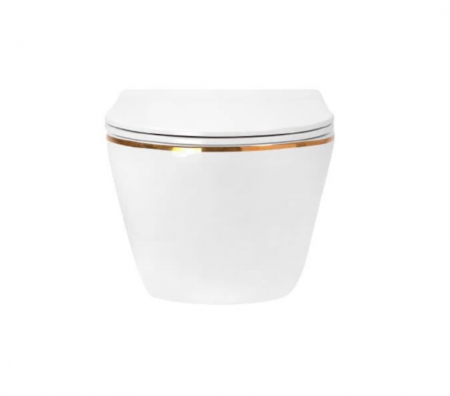 Set Vas WC suspendat Rimless si Capac SoftClose Gold [1]