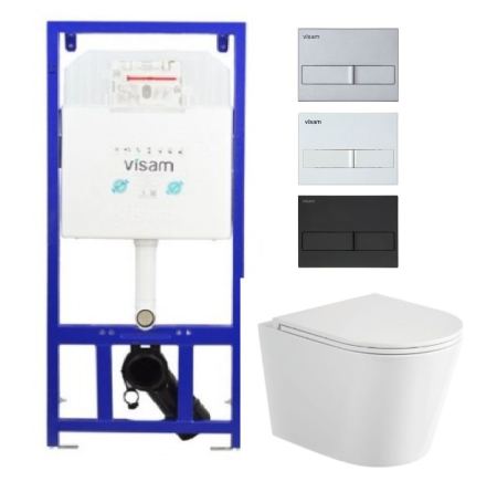 Set Rezervor Incastrat in Pachet  WC / Bide - Set WC cu rezervor încastrat Visam și vas WC suspendat rimless