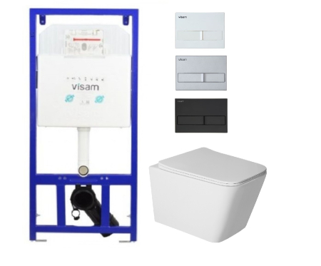 Set Rezervor Incastrat in Pachet  WC / Bide - Set WC cu rezervor încastrat Visam și vas WC suspendat rimless