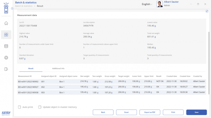 KERN EasyTouch SET-16 Batch and Statistics imagine principala [8]