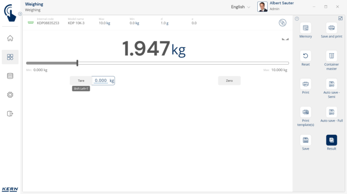 KERN EasyTouch SET-411 Hotkeys - Software - KERN Software [6]