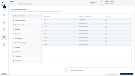KERN EasyTouch SET-411 Hotkeys - Software - KERN Software [4]