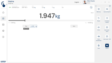 KERN EasyTouch SET-411 Hotkeys - Software - KERN Software [5]