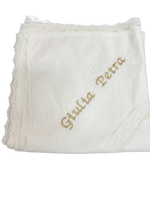 Trusou botez alb cu dantela roz si  ursulet [6]