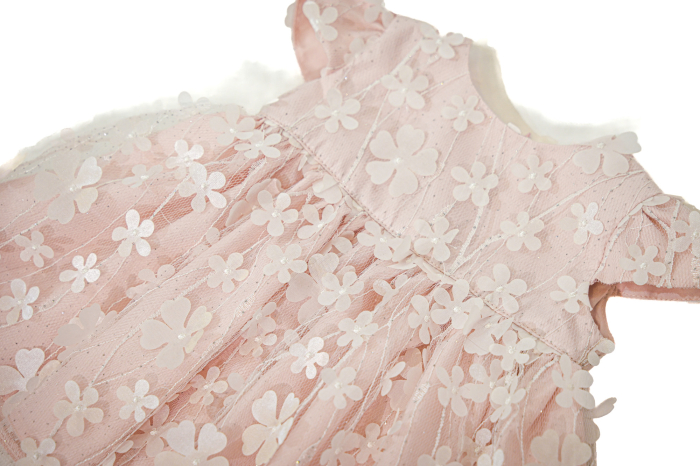 Rochita eleganta cu flori 3D roz pudra [3]