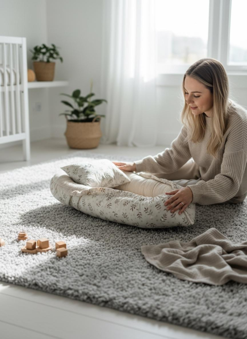 Baby Nest Reversibil Nature Beige cu Pernă pentru Bebeluși [5]