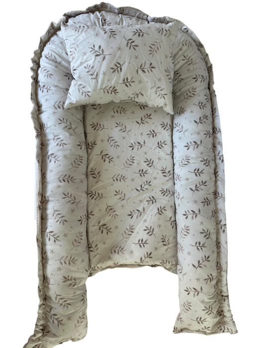 Baby Nest Reversibil Nature Beige cu Pernă pentru Bebeluși [6]
