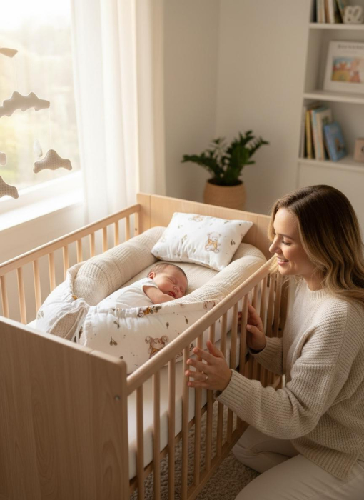 Baby Nest Reversibil Teddy Beige – Cu Pernă Inclusă [2]