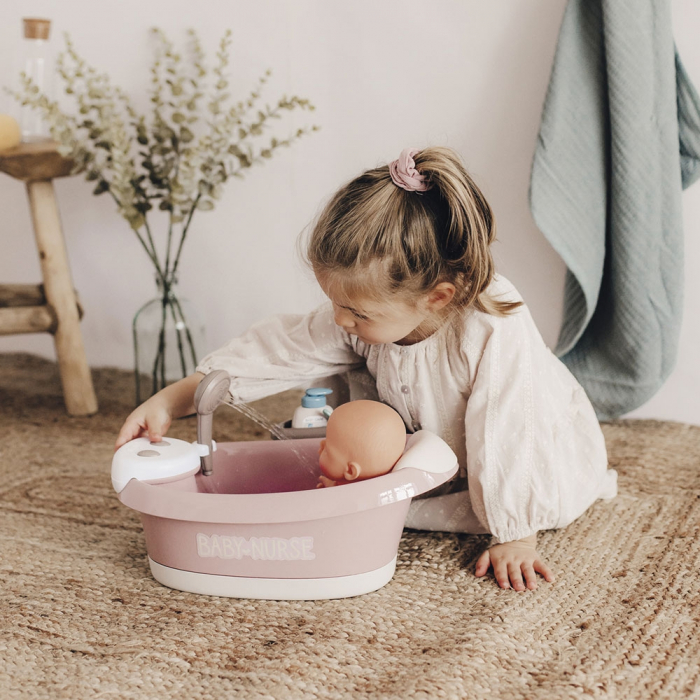 Cadita pentru papusa Smoby Baby Nurse Baleno Bath roz cu accesorii [8]