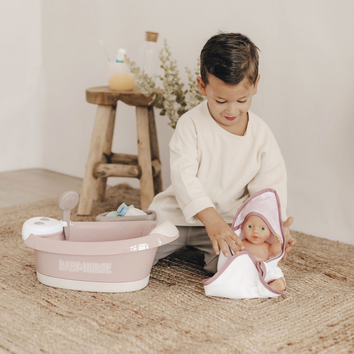 Cadita pentru papusa Smoby Baby Nurse Baleno Bath roz cu accesorii [10]