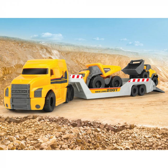 Camion Dickie Toys Mack Volvo Micro Builder cu remorca, buldozer si camion basculant [7]