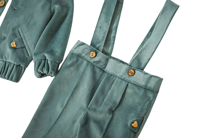 Compleu Aris din catifea verde menta cu gecuta tip aviator [3]