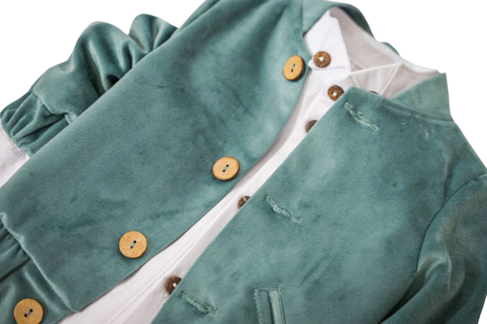 Compleu Aris din catifea verde menta cu gecuta tip aviator [4]