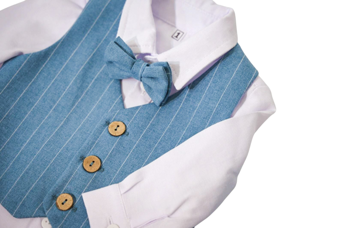 Compleu elegant Damian turquoise cu dungi albe [2]