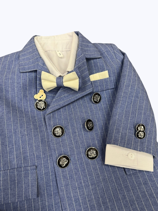 Costum de Botez Elegant Albastru cu Dungi pentru Băieți 0-18 luni [4]