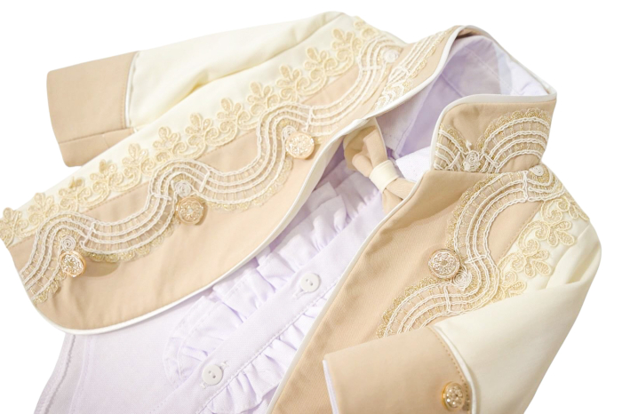 Costum Elegant Botez Băieți „Royal Beige” – 5 Piese [3]