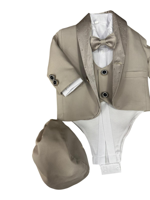 Costum Elegant de Botez Damian Bej pentru Băieți 0-18 Luni [2]