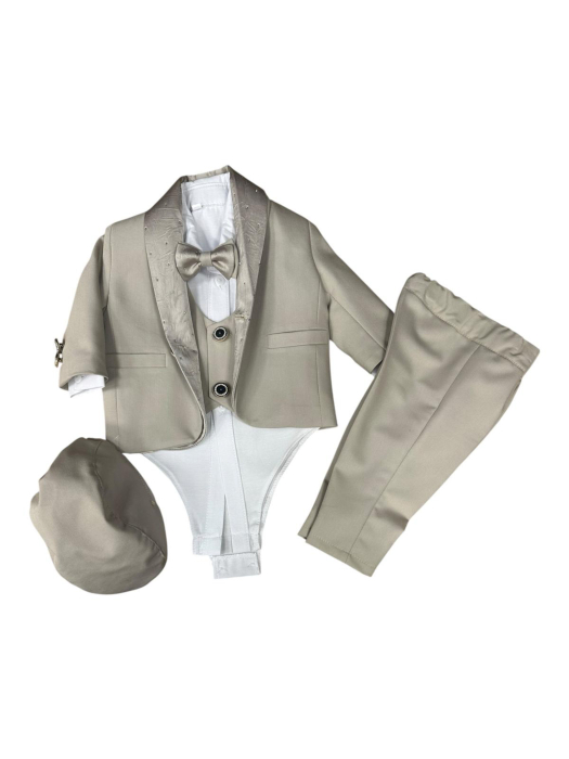 Costum Elegant de Botez Damian Bej pentru Băieți 0-18 Luni [3]