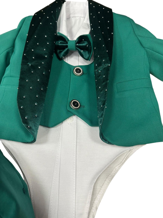 Costum Elegant de Botez Damian Verde Smarald pentru Băieți 0-18 Luni [3]
