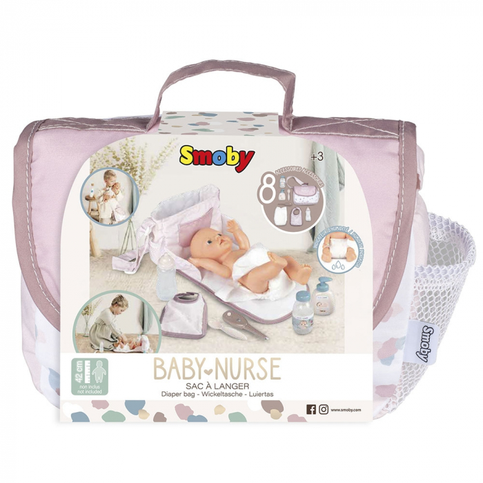 Gentuta de infasat pentru papusa Smoby Baby Nurse Changing Bag crem cu accesorii [7]
