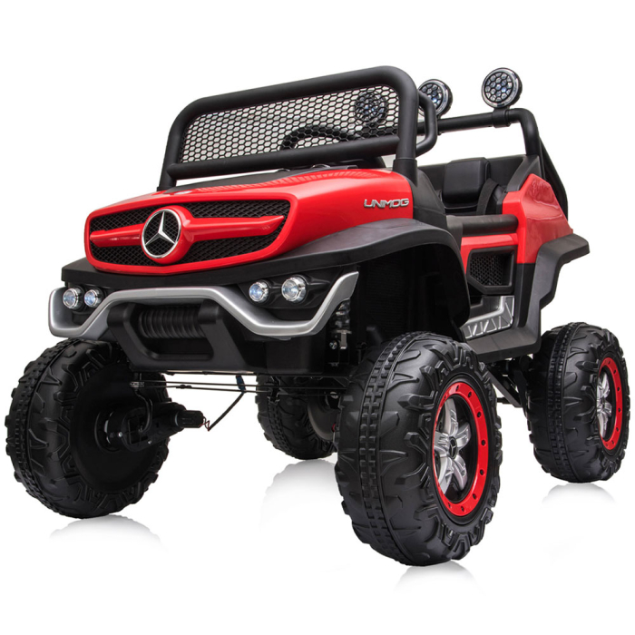 Masinuta electrica Chipolino OffRoad Mercedes Unimog cu scaun din piele si roti EVA red [10]