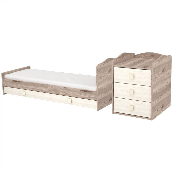 Patut copii transformabil din lemn cu 4 sertare Hubners Sofia Kombi 120x60 cm crem nisip [5]