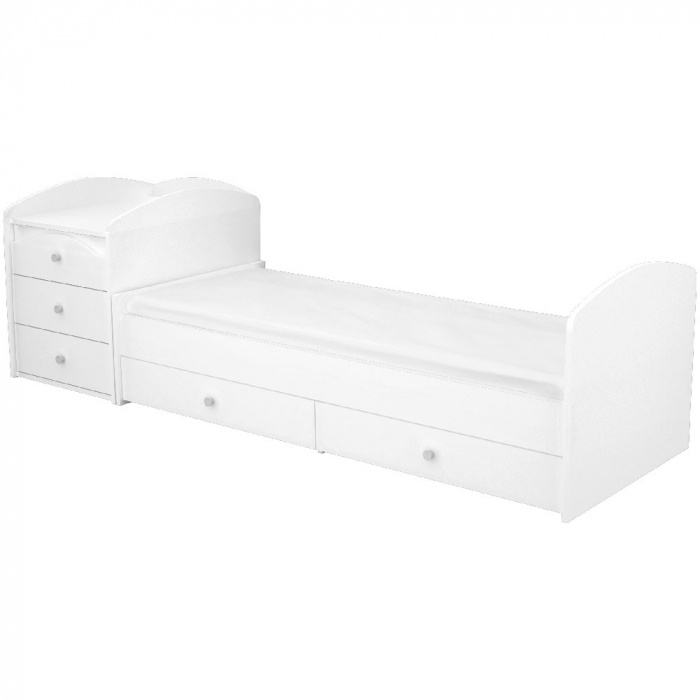 Patut copii transformabil din lemn cu 5 sertare Hubners Matei Maxi Kombi 120x70 cm alb [3]