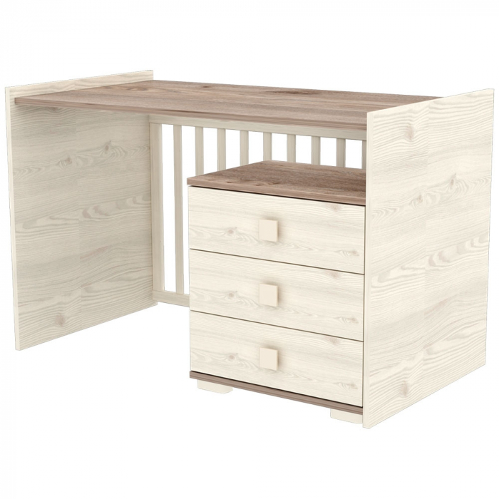 Patut copii transformabil din lemn cu 5 sertare Hubners Sofia Multi Kombi 120x70 cm crem nisip [5]