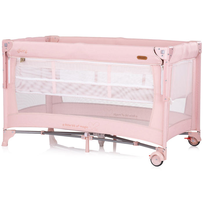 Patut pliabil Chipolino Glory cu laterala culisanta pink marshmallow [2]