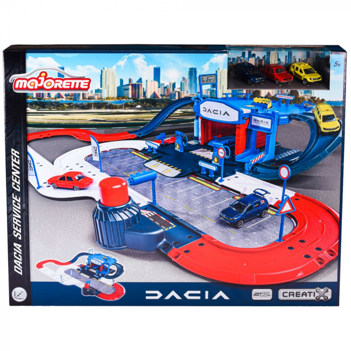 Pista de masini Majorette Dacia Service Center cu 3 masinute [3]