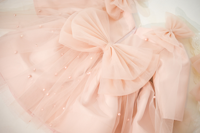 Rochie Leia roz pudra cu perlute [3]