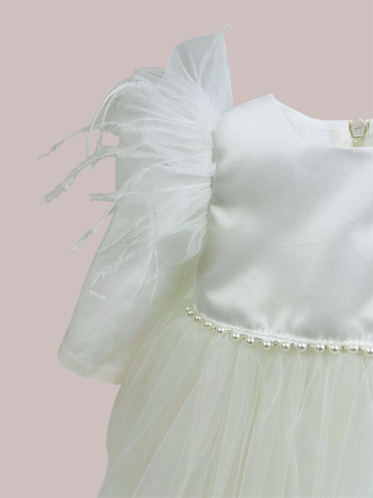 Rochie Monica ivoire cu perlute si fluturasi [4]