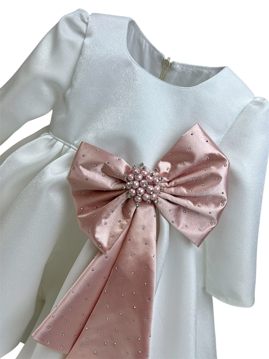 Rochie Roberta cu funda roz praf [2]