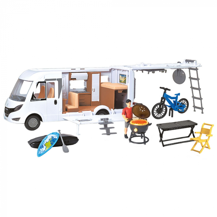 Rulota Dickie Toys Camper Hymer Camping Van Class B cu figurina si accesorii [1]