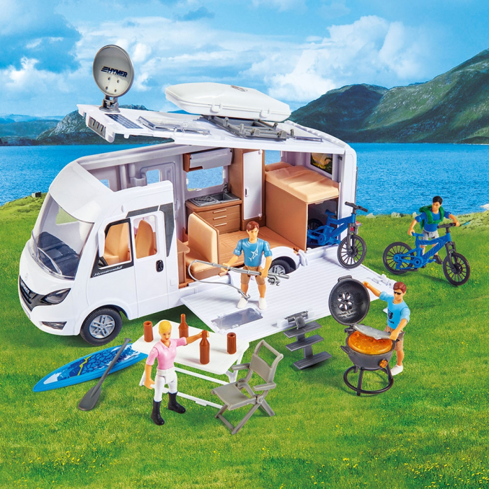 Rulota Dickie Toys Camper Hymer Camping Van Class B cu figurina si accesorii [7]
