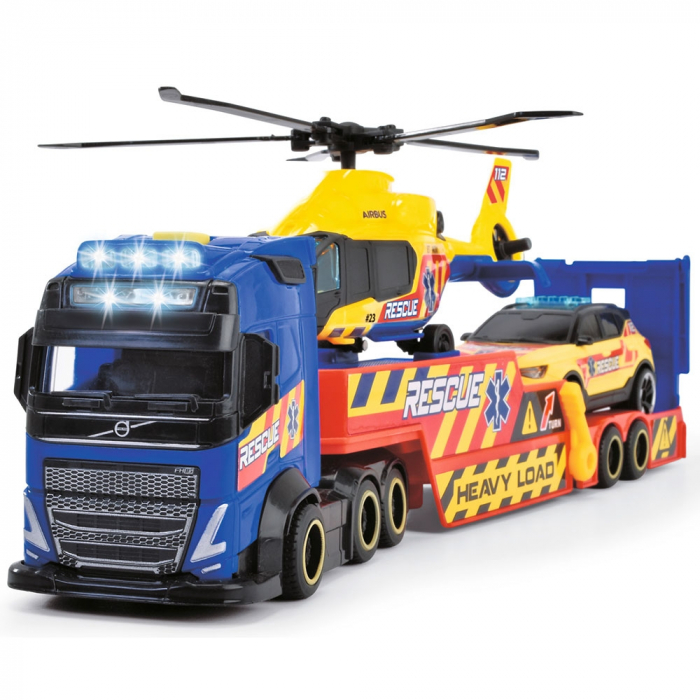 Set Dickie Toys Rescue Transporter 40 cm cu camion, masina, elicopter si accesorii [11]