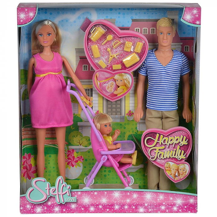 Set Simba papusi Steffi Love Happy Family cu 3 papusi, carucior si accesorii [3]