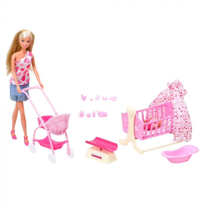 Set Simba Steffi Love New Born Baby Set papusa 29 cm, 1 bebelus si accesorii [1]
