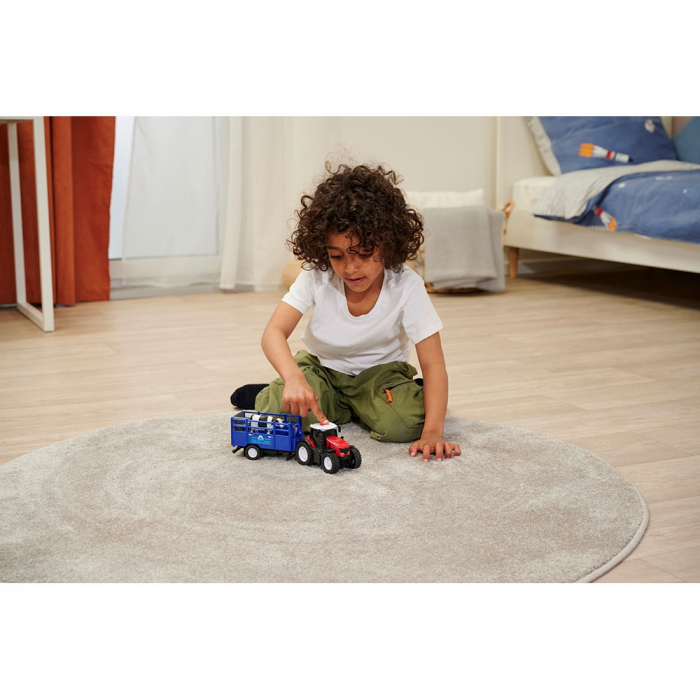 Tractor Dickie Toys Massey Ferguson Animal Trailer 26 cm cu lumini, sunete, remorca si figurina vaca [6]