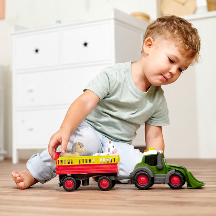Tractor Simba ABC Fendt Animal Trailer 30 cm cu lumini, sunete, remorca si figurina [5]