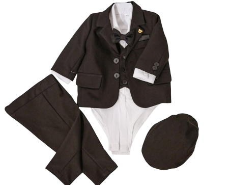 Costume botez - Costum Elegant Botez Băieți „Royal Black” – 5 Piese