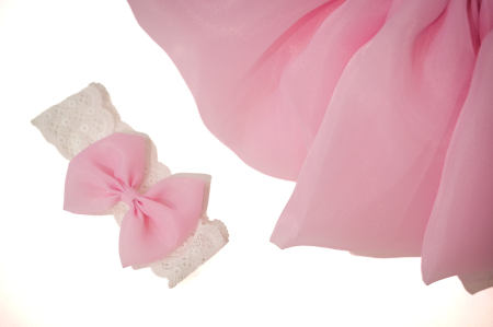 Rochie botez Olga roz din organza [1]